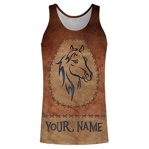 Love horse tattoo blue leather pattern Custom Name 3D All Over Printed Shirts Personalized horse shirt NQS3125