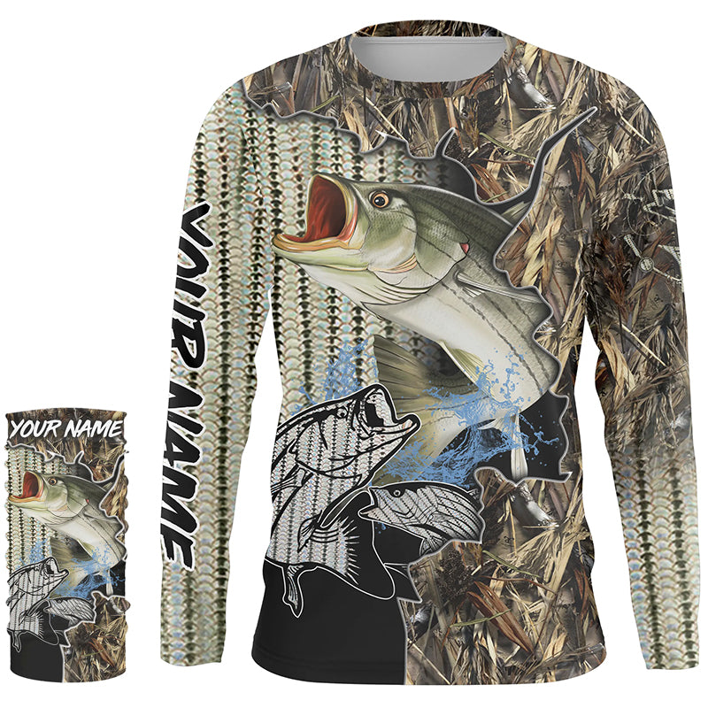 Personalized Bass Fishing jerseys, Bass Fishing Long Sleeve Fishing  tournament shirts, red camo IPHW3169 - Long sl…