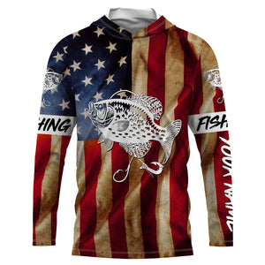 Personalized Crappie Fishing American Flag patriotic  performance Fishing Shirts NQS1381