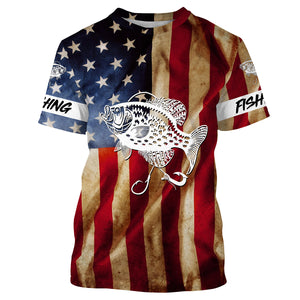 Personalized Crappie Fishing American Flag patriotic  performance Fishing Shirts NQS1381