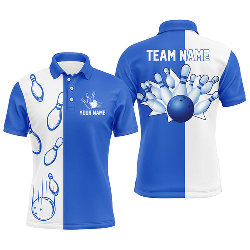 Blue and white retro vintage Bowling polo shirts for men custom Bowling team jerseys NQS6481