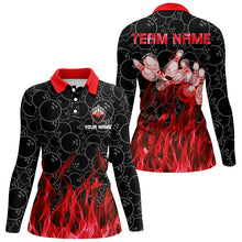 Load image into Gallery viewer, Red flame Womens bowling polo shirt black camo Bowling Jerseys Personalized Bowling Team Shirts NQS6739