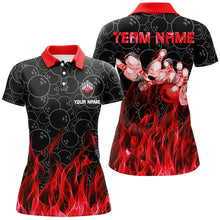 Load image into Gallery viewer, Red flame Womens bowling polo shirt black camo Bowling Jerseys Personalized Bowling Team Shirts NQS6739