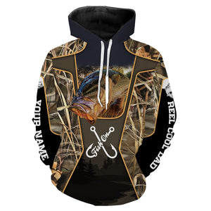 Customize Name Reel Cool Dad Fish On Bass Fishing 3D All Over Printed Shirts Personalized Gift For Fisherman, Father NQS406