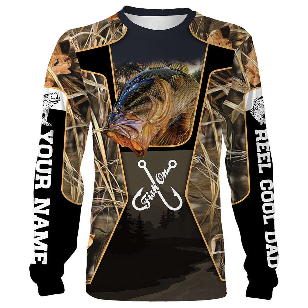 Customize Name Reel Cool Dad Fish On Bass Fishing 3D All Over Printed Shirts Personalized Gift For Fisherman, Father NQS406