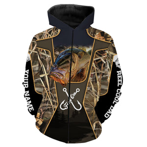 Customize Name Reel Cool Dad Fish On Bass Fishing 3D All Over Printed Shirts Personalized Gift For Fisherman, Father NQS406