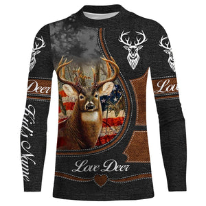 Love Deer Hunter Customize Name 3D All Over Printed Hunting Shirt Personalized Gift For Hunters NQS407