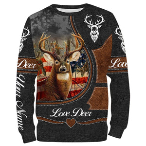 Love Deer Hunter Customize Name 3D All Over Printed Hunting Shirt Personalized Gift For Hunters NQS407