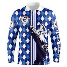 Load image into Gallery viewer, Golf polo personalized blue camo shirts for men cool long sleeve golf shirts NQS3379