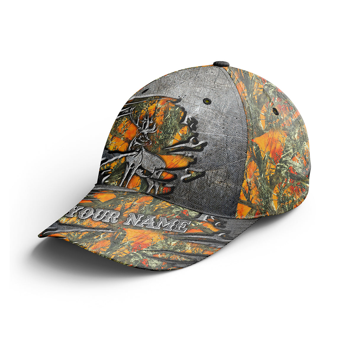 TFA Duck Hunter Black & Orange Camo Flames Hunting Hat Cap Adult Men's  Adjustable (Style 2)