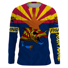 Load image into Gallery viewer, Fish skeleton reaper Arizona flag custom name sun protection long sleeve fishing shirts jerseys NQS3860