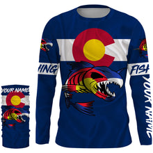 Load image into Gallery viewer, Fish skeleton reaper Colorado flag custom name sun protection long sleeve fishing shirts jerseys NQS3861