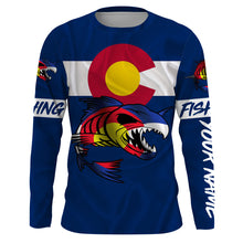 Load image into Gallery viewer, Fish skeleton reaper Colorado flag custom name sun protection long sleeve fishing shirts jerseys NQS3861