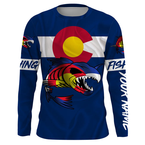 Fish skeleton reaper Colorado flag custom name sun protection long sleeve fishing shirts jerseys NQS3861