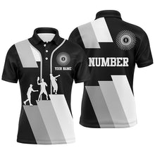 Load image into Gallery viewer, Black and white Mens disc golf polo shirts custom disco golf outfit, personalized disc golf gifts NQS6753