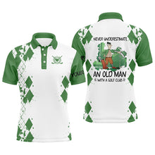 Load image into Gallery viewer, Men golf polo shirts never underestimate an old man with a golf club custom golf shirts for men| Green NQS4828