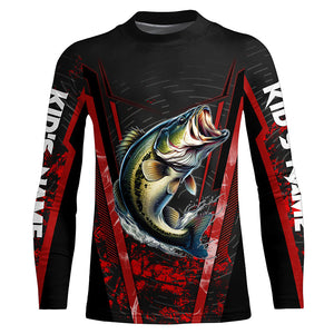 Largemouth Bass fishing shirts Custom UV protection performance black fishing tournament shirts | Red NQS7223