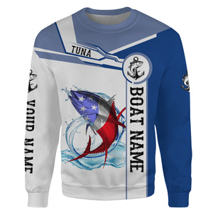 Tuna Fishing American Flag Custom performance Hoodie, sweatshirt Fishing Shirts, Patriotic Fishing gifts NQS2318