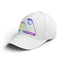 Load image into Gallery viewer, White golf hat for men,women custom name watercolor golf clubs baseball golf cap NQS4030