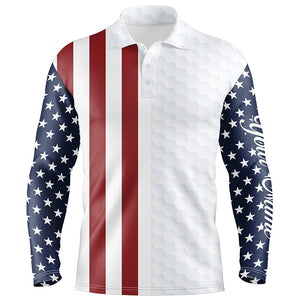 Mens golf polo shirts American flag patriotic custom white golf ball pattern mens golf polos NQS6490