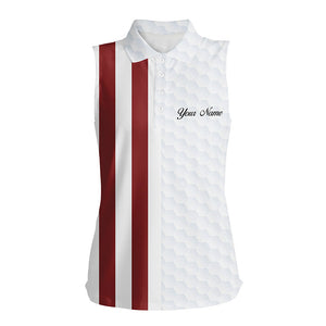 Women sleeveless polo shirt American flag patriotic custom white golf ball pattern golf top for ladies NQS6490