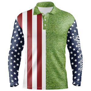 Mens golf polo shirts American flag patriotic custom green grass pattern mens golf polos NQS6491