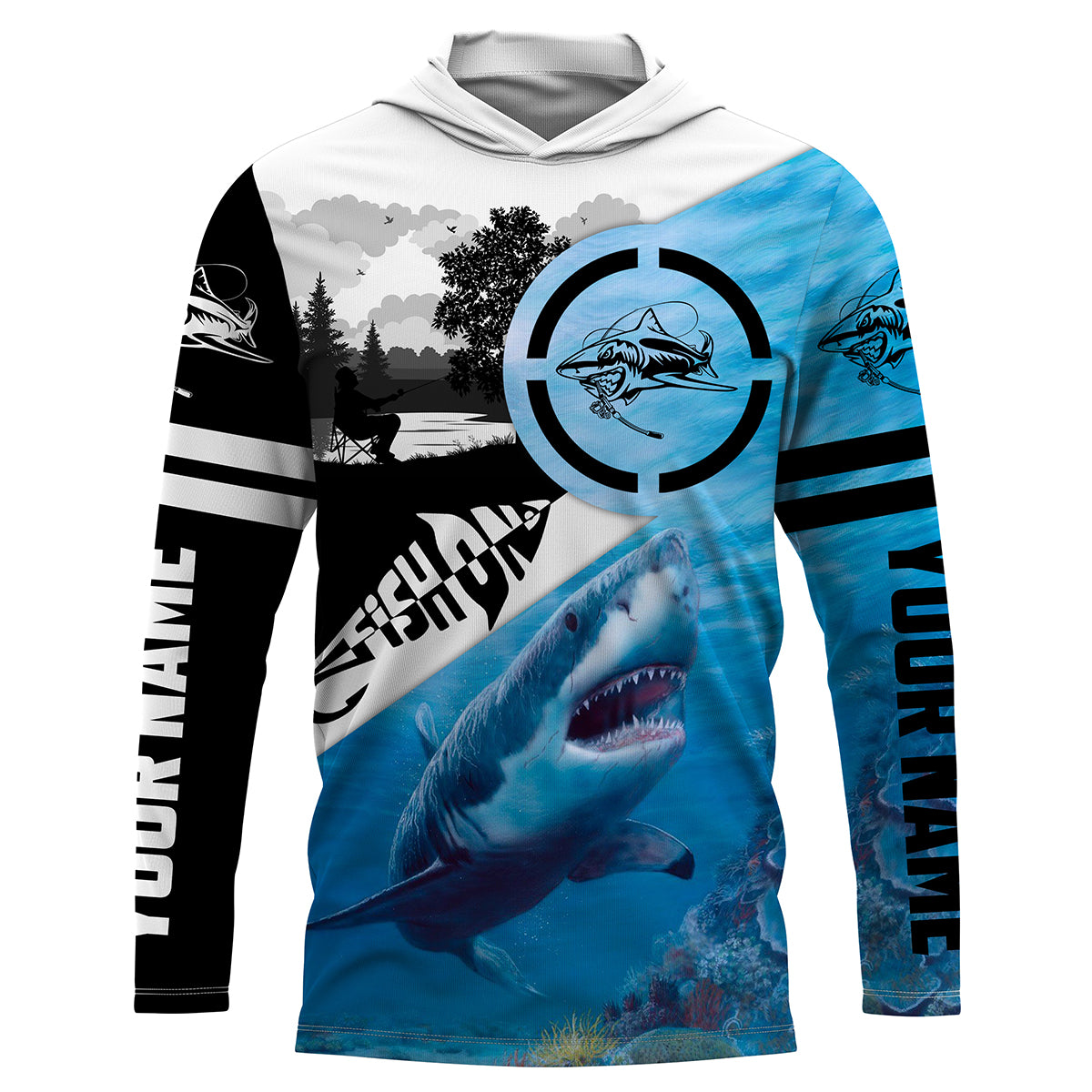 Shark fishing fish on fishing shirts Performance Long Sleeve UV