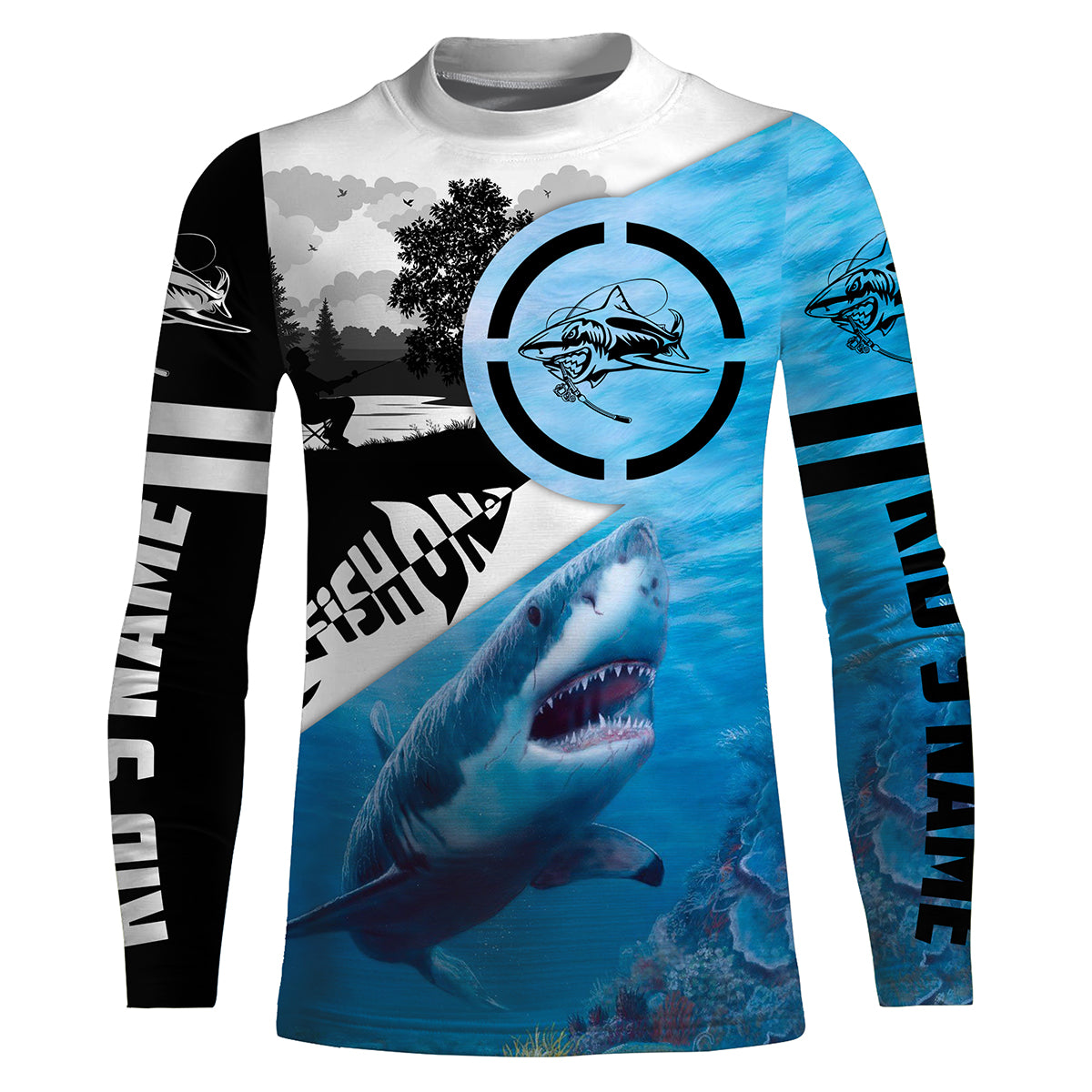 Shark fishing fish on fishing shirts Performance Long Sleeve UV