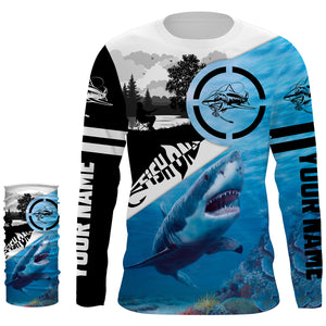 Shark fishing fish on fishing shirts Performance Long Sleeve UV protection Customize NQS1084