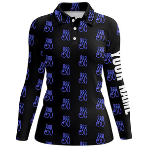 Black Neon Bowling seamless pattern Custom Women bowling polo shirt, bowling team league jerseys NQS6761
