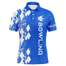 Load image into Gallery viewer, Men&#39;s bowling polo shirt custom blue bowling shirts for men personalized bowling gift bowler jerseys NQS5099