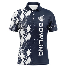 Load image into Gallery viewer, Men&#39;s bowling polo shirt custom navy bowling shirts for men personalized bowling gift bowler jerseys NQS5102