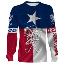 Load image into Gallery viewer, Mahi Mahi, Tuna, Wahoo Saltwater fishing Texas Flag custom name fishing shirts NQS413