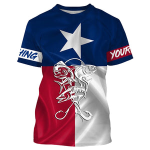 Mahi Mahi, Tuna, Wahoo Saltwater fishing Texas Flag custom name fishing shirts NQS413