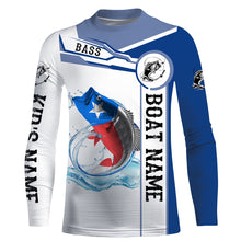 Load image into Gallery viewer, Texas Bass Fishing Texas Flag Custom name and boat name performance Long Sleeve Fishing Shirts, Patriotic Fishing gifts NQS2321