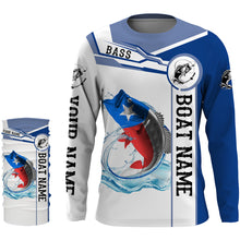 Load image into Gallery viewer, Texas Bass Fishing Texas Flag Custom name and boat name performance Long Sleeve Fishing Shirts, Patriotic Fishing gifts NQS2321