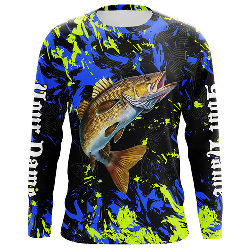 Walleye fishing green blue camo Custom UV protection performance long sleeve fishing shirt jerseys NQS7107