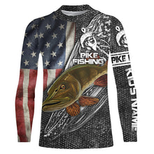 Load image into Gallery viewer, Northern Pike Fishing American Flag Custome Name 3D All Over Printed Shirts Personalized Fishing gift NQS339