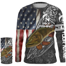 Load image into Gallery viewer, Northern Pike Fishing American Flag Custome Name 3D All Over Printed Shirts Personalized Fishing gift NQS339