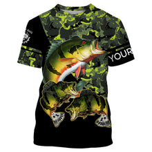 Load image into Gallery viewer, Peacock Bass fishing black green camo custom name sun protection long sleeve fishing shirts NQS3870