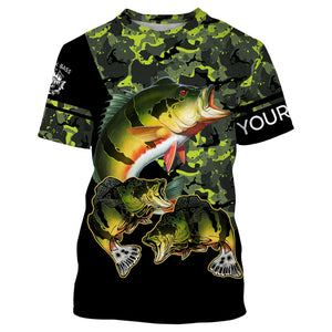 Peacock Bass fishing black green camo custom name sun protection long sleeve fishing shirts NQS3870