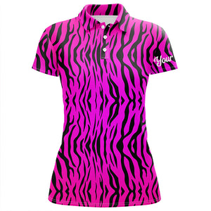 Pink neon tiger stripes background Womens golf polo shirts custom golf shirt for ladies, golf gifts NQS6298