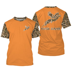 Pheasant Hunting Camo Orange version Customize Name 3D All Over Printed Shirts Personalized Hunting gift For Adult And Kid NQS933