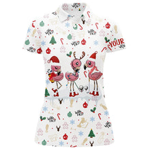 Load image into Gallery viewer, Funny Christmas golf shirts custom white women golf polos Flamingo golf friend Christmas gifts NQS6511