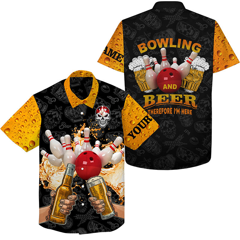Custom Hawaiian bowling shirt for bowling – personalized team jersey front view