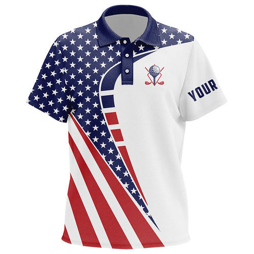 Personalized red, white and blue golf polos shirts for Kid American flag custom patriot Kid golf wears NQS7118