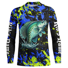 Load image into Gallery viewer, Crappie fishing green blue camo Custom UV protection performance long sleeve fishing shirt jerseys NQS7122