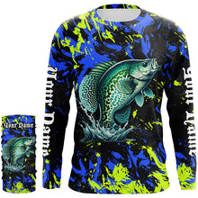 Load image into Gallery viewer, Crappie fishing green blue camo Custom UV protection performance long sleeve fishing shirt jerseys NQS7122