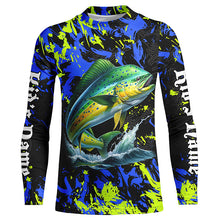 Load image into Gallery viewer, Mahi mahi fishing green blue camo Custom UV protection performance long sleeve fishing shirt jerseys NQS7123