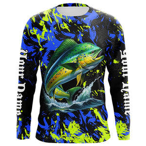 Mahi mahi fishing green blue camo Custom UV protection performance long sleeve fishing shirt jerseys NQS7123